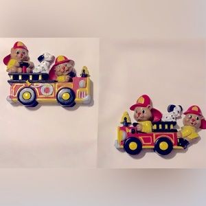 Vintage Home Interiors Fire Truck Wall Plaques